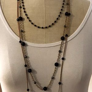 Multi-strand Kendra Scott Gold Tone Black Glass Bead Necklace
